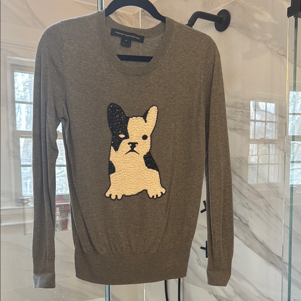 French Connection Medium Grey French Bulldog Sweater